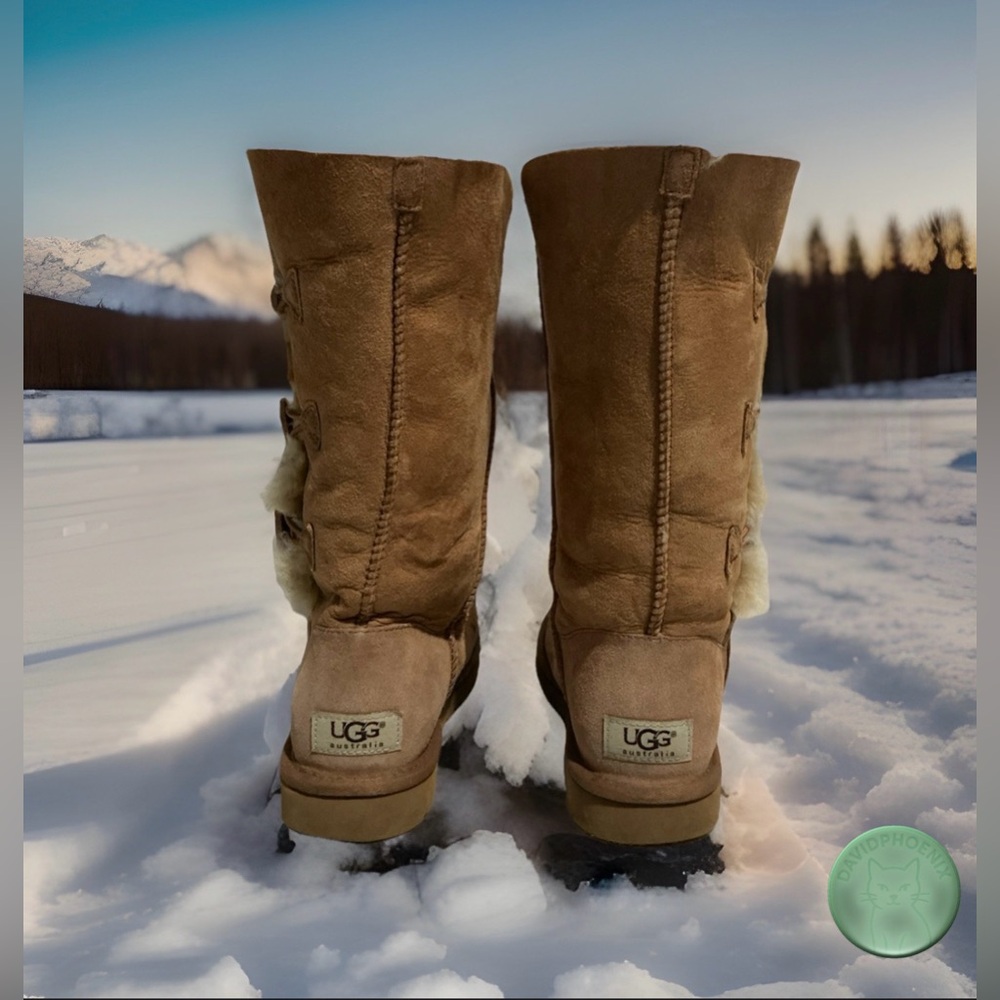 UGG Brown Suede Bailey Three Button Accent Booties | Women's Size 6 - Picture 4 of 12